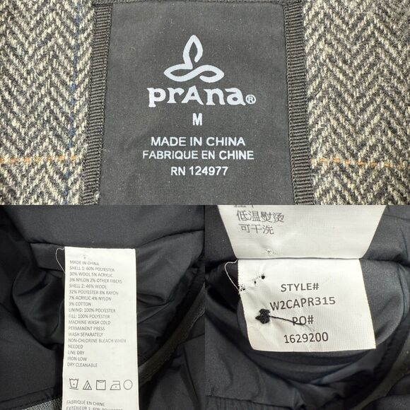 PrAna Convertible‎ Jacket Women's Medium Black Gray Insulated Caprise Parka Coat - Picture 6 of 8